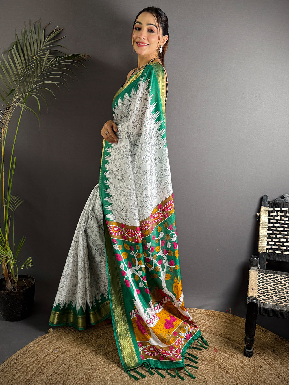 Artful Pichwai Printed Dola Silk Saree