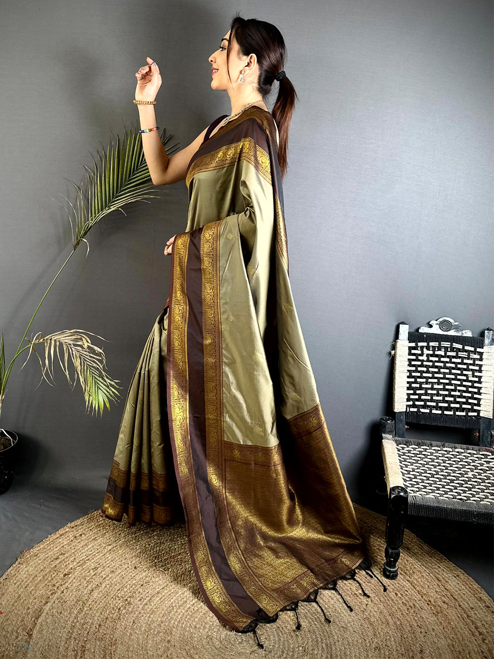 Classic Peacock Zari Gadwal Silk Saree