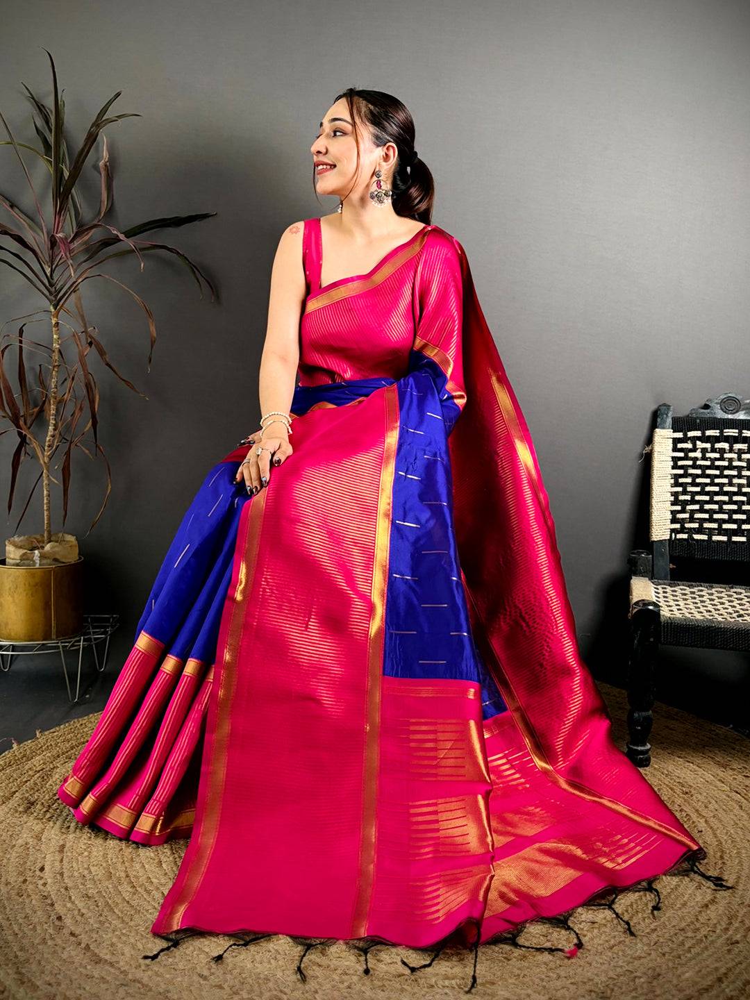 Royal Blue Banarasi Katan Silk Saree