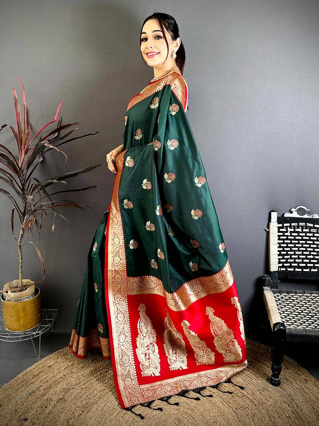 Green Grace Soft Silk Gadwal Saree