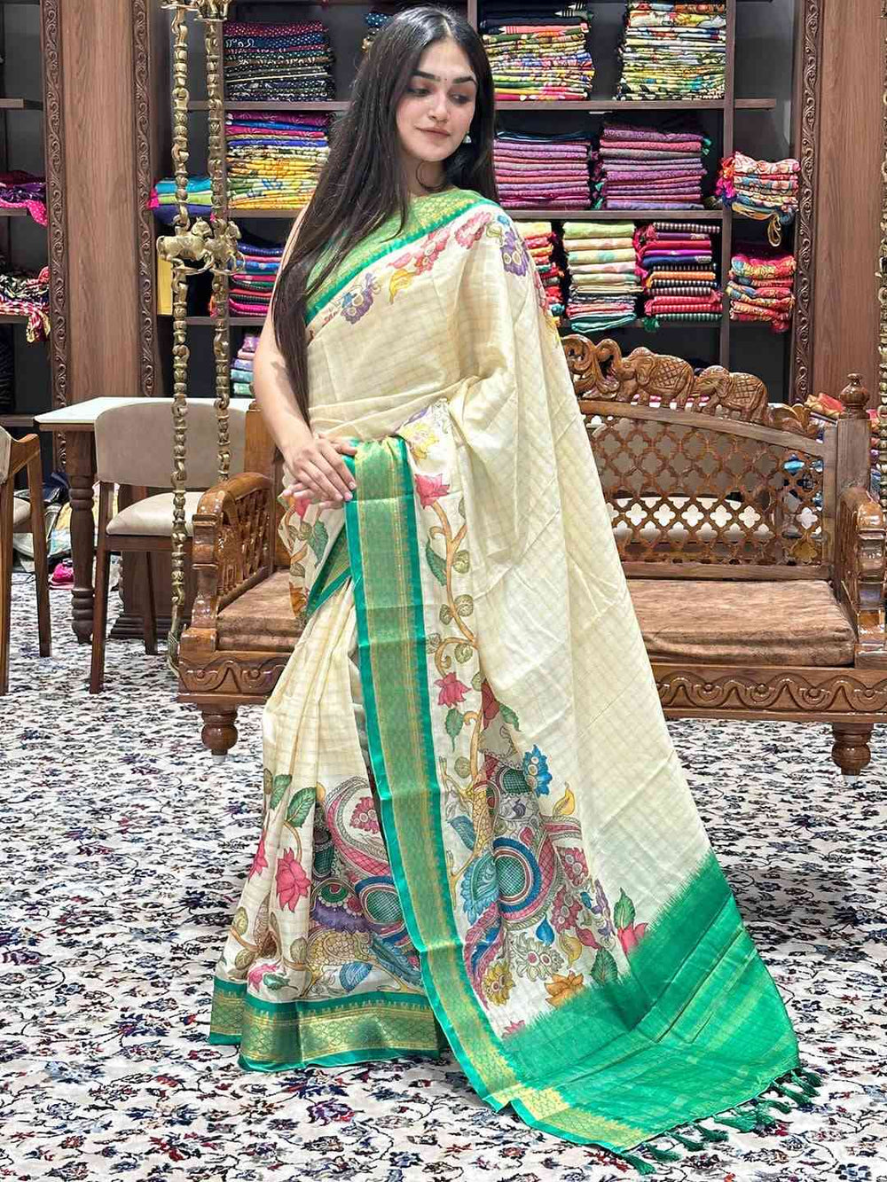 Beautiful Uppada silk saree featuring Kalamkari design Vastranand 