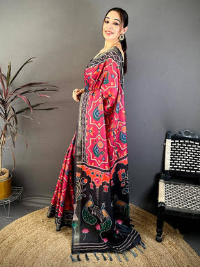 Classic Ikkat Digital Print Silk Saree