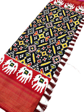 Black Chanderi Silk Patola Radiance Saree