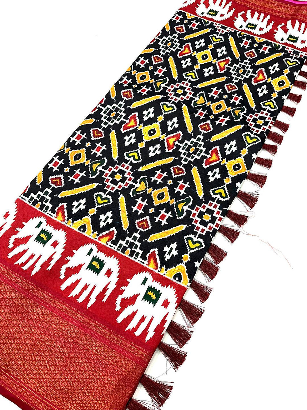 Black Chanderi Silk Patola Radiance Saree