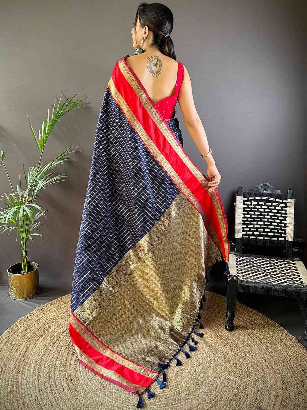 Navy Silk Woven Kanchi Banarasi Saree