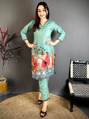 Painting Print V Neck Kurti