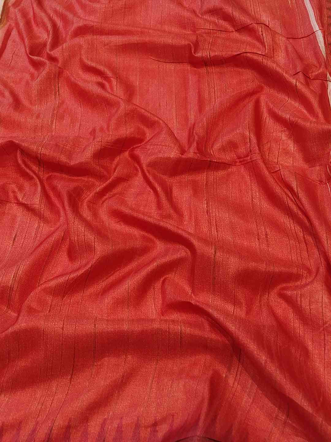 Close-up of Red Zari Border on Ghicha Silk Saree