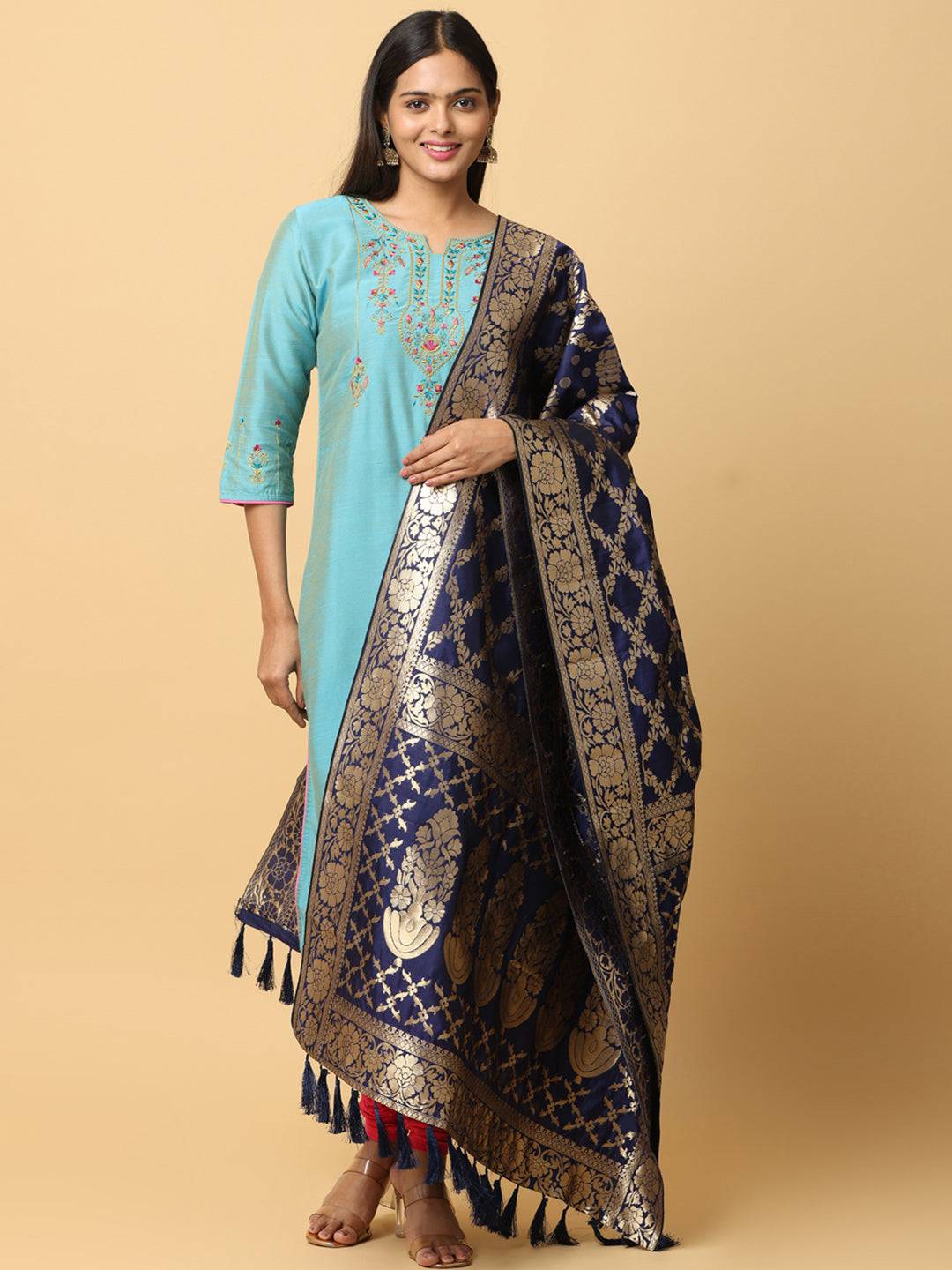 Stylish woven design dupatta in silk blend fabric
