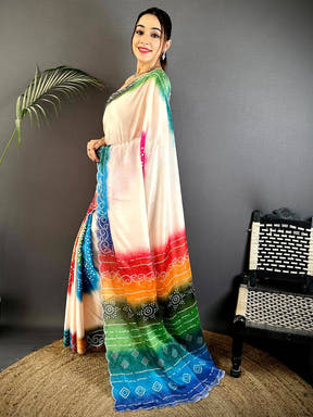 Stylish Chiffon Bandhej Print Saree

