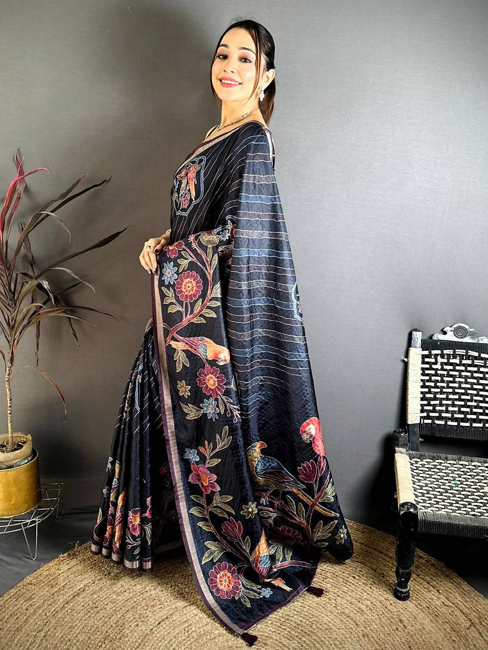 Radiance Tussar Digital Katha Saree