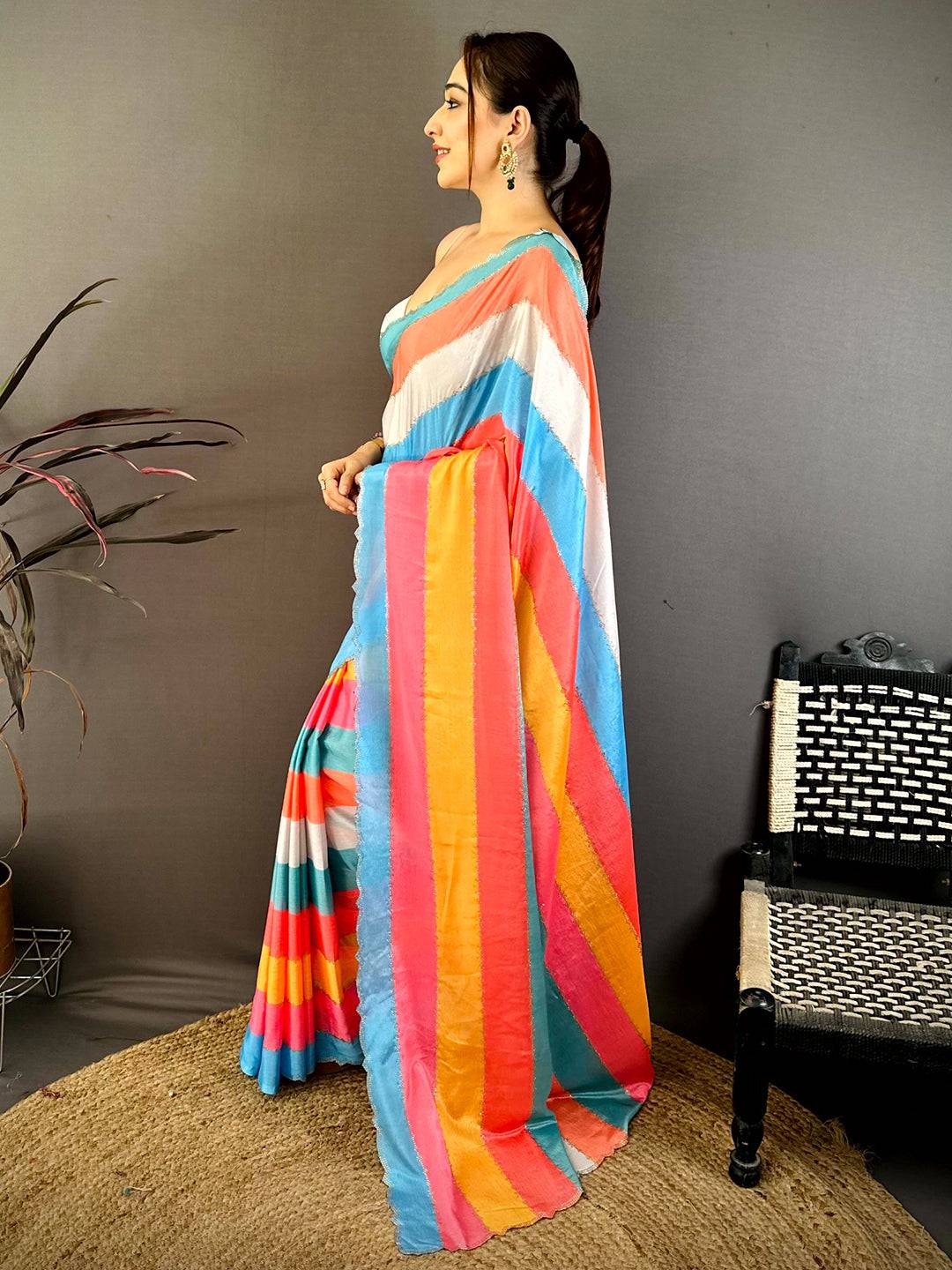 Opulent Soft Chiffon Stone Work Saree