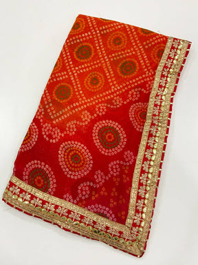 Royal Foil Work Bandhej Saree