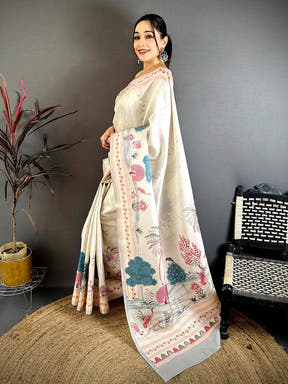 Heritage Pichwai Peacock Tussar Saree