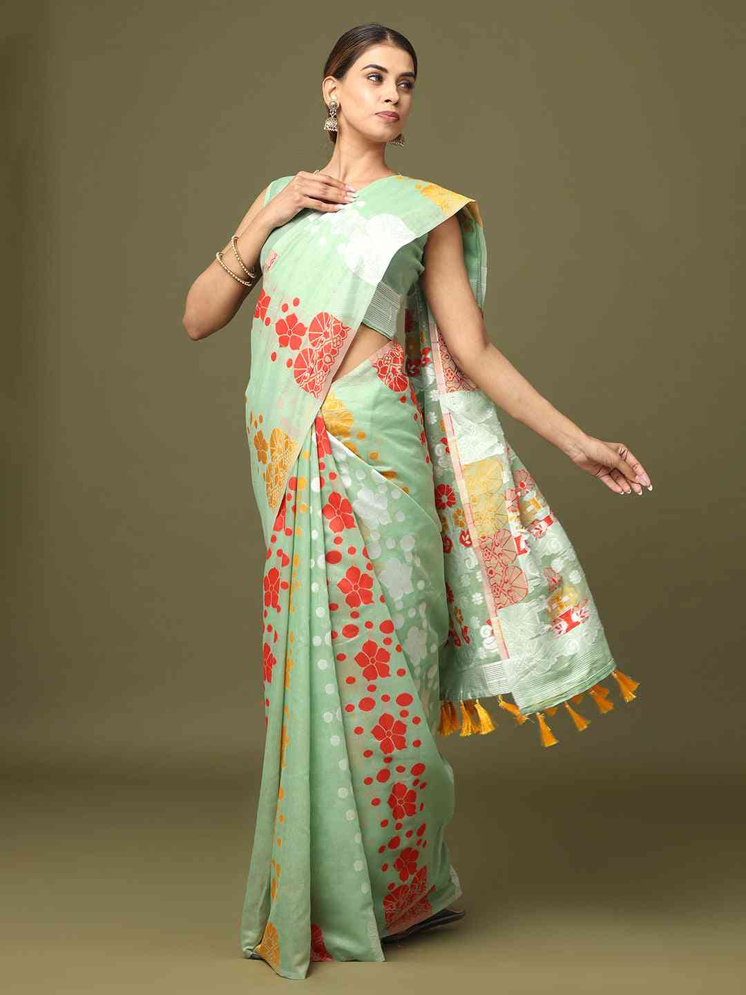  Dhakai Jamdani Cotton Silk Saree