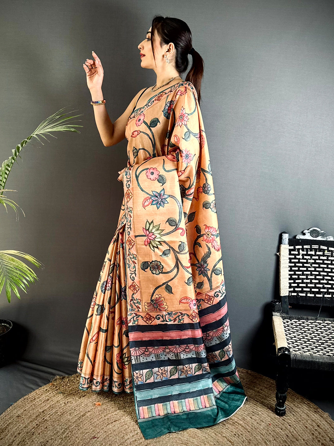 Graceful Pastel Kalamkari Saree
