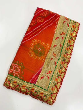 Exclusive Bandhej Foil Chiffon Saree