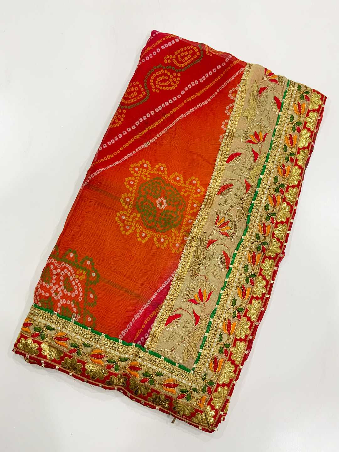 Exclusive Bandhej Foil Chiffon Saree