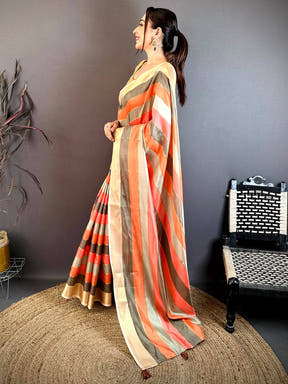 Elegant Tussar Rainbow Digital Print Saree