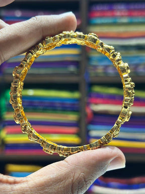 Floral Bird Antique Gold Finish Bangle