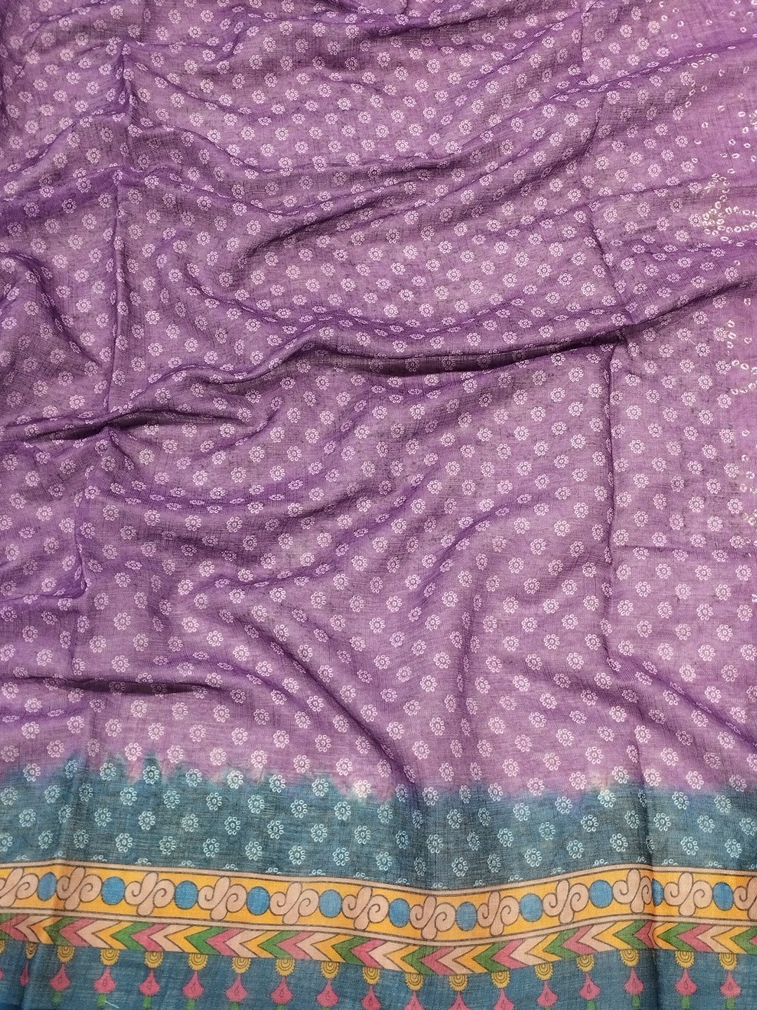 Purple Colour Design Linen Saree with Bandhej and kalamkari Digital Print
