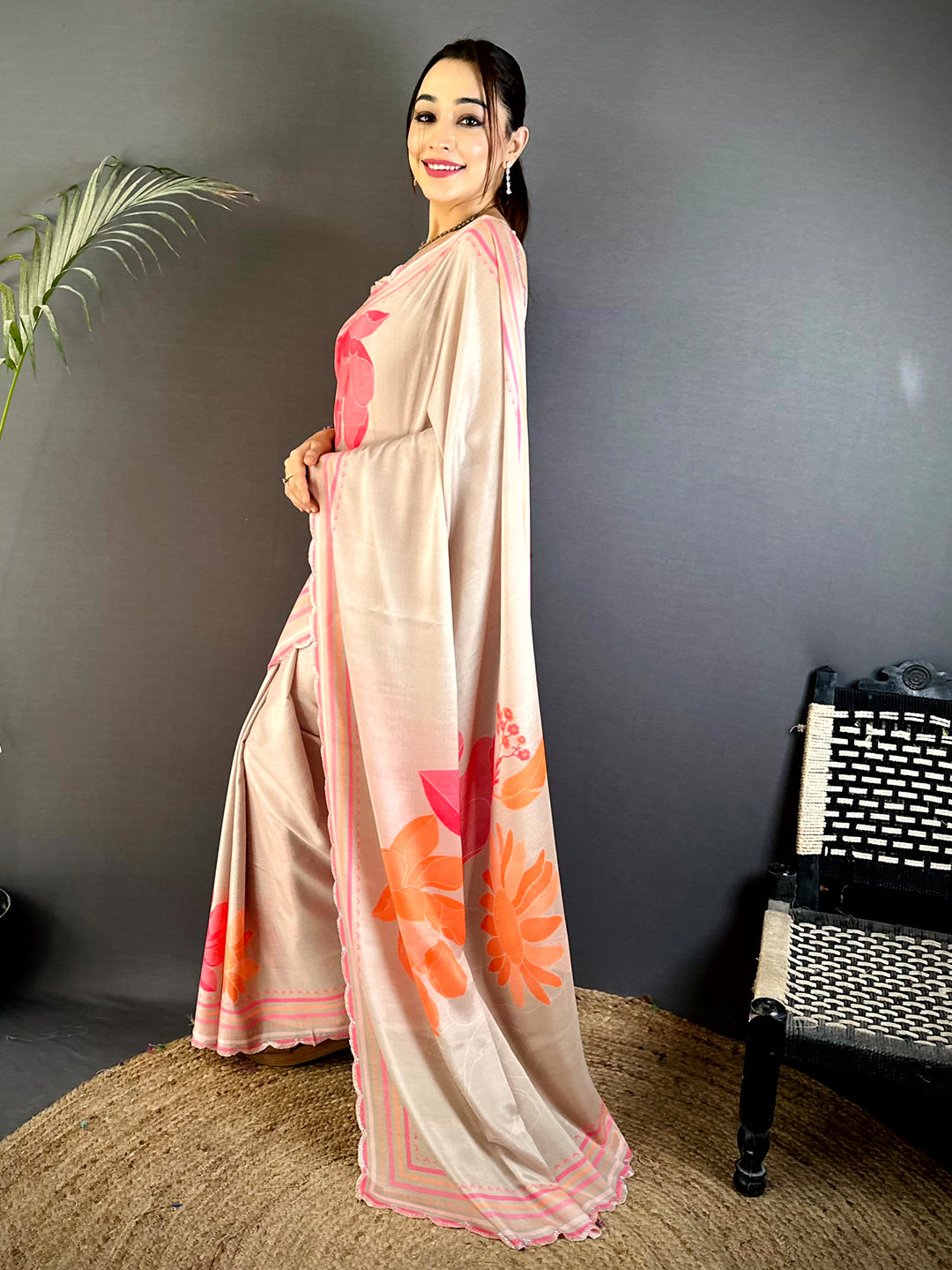 Artistic Swarovski Chinnon Floral Saree