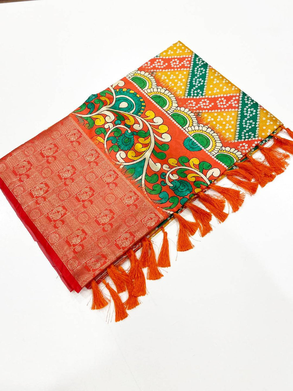 Multi Bandhej Printed Banarasi Saree