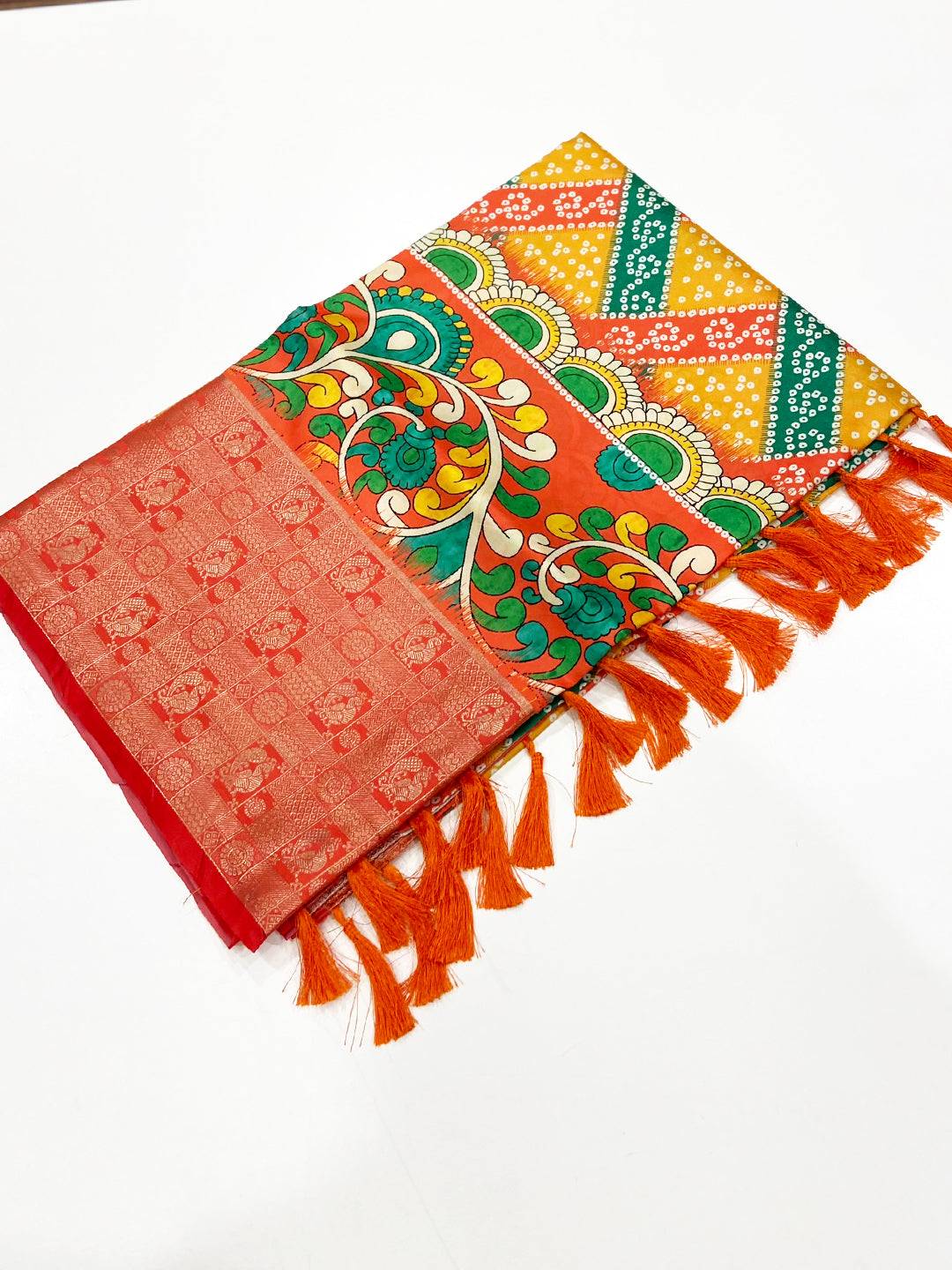Multi Bandhej Printed Banarasi Saree