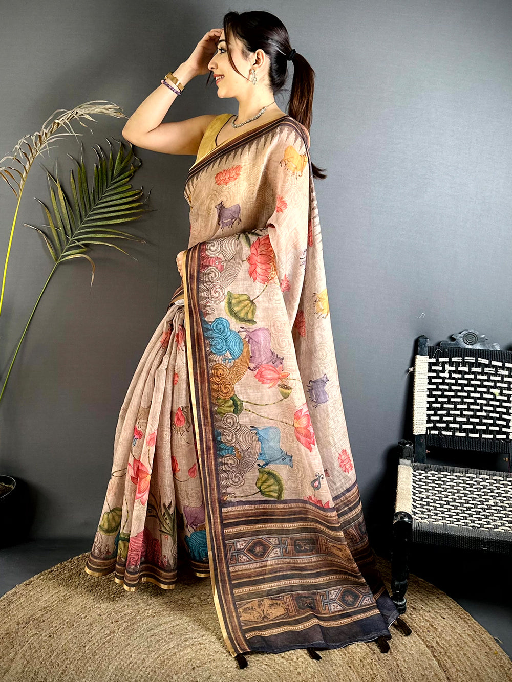 Opulent Pichwai Linen Tissue Saree