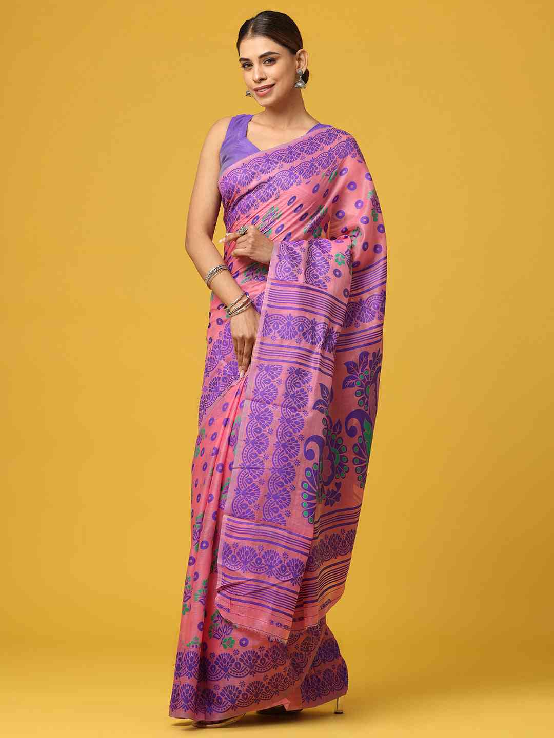 Dhakai Jamdani Light Weight Cotton Silk Saree