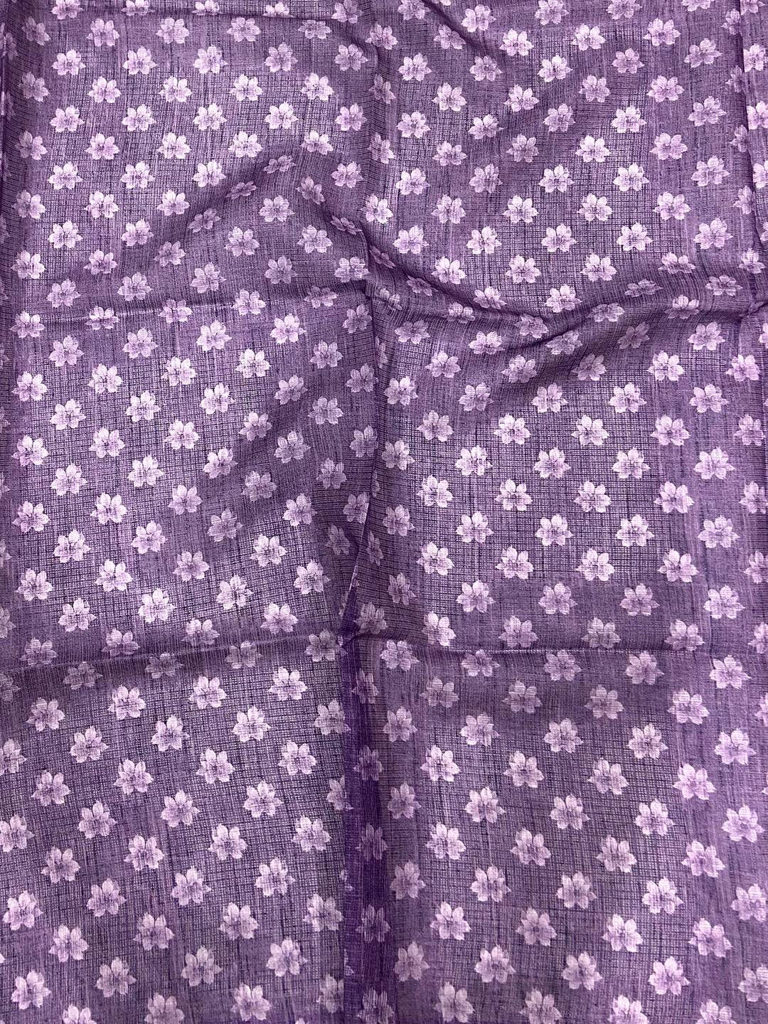 Lavender Kota Doriya Floral Cut Work Saree