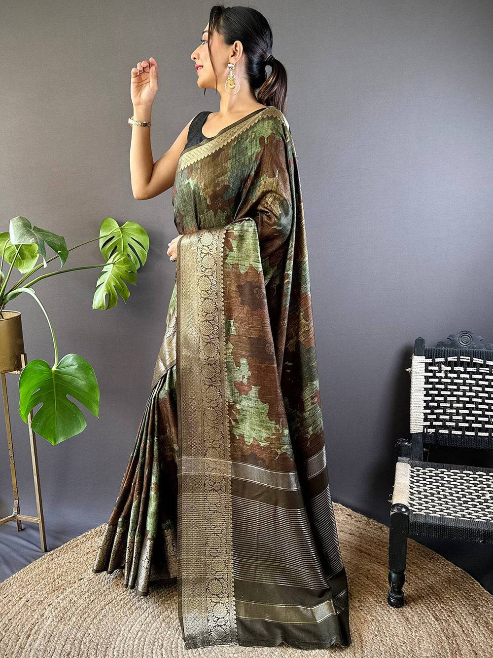 Multi Zari Woven Floral Dola Silk Saree