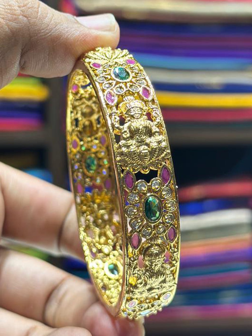 Antique Gold Stone Bangle