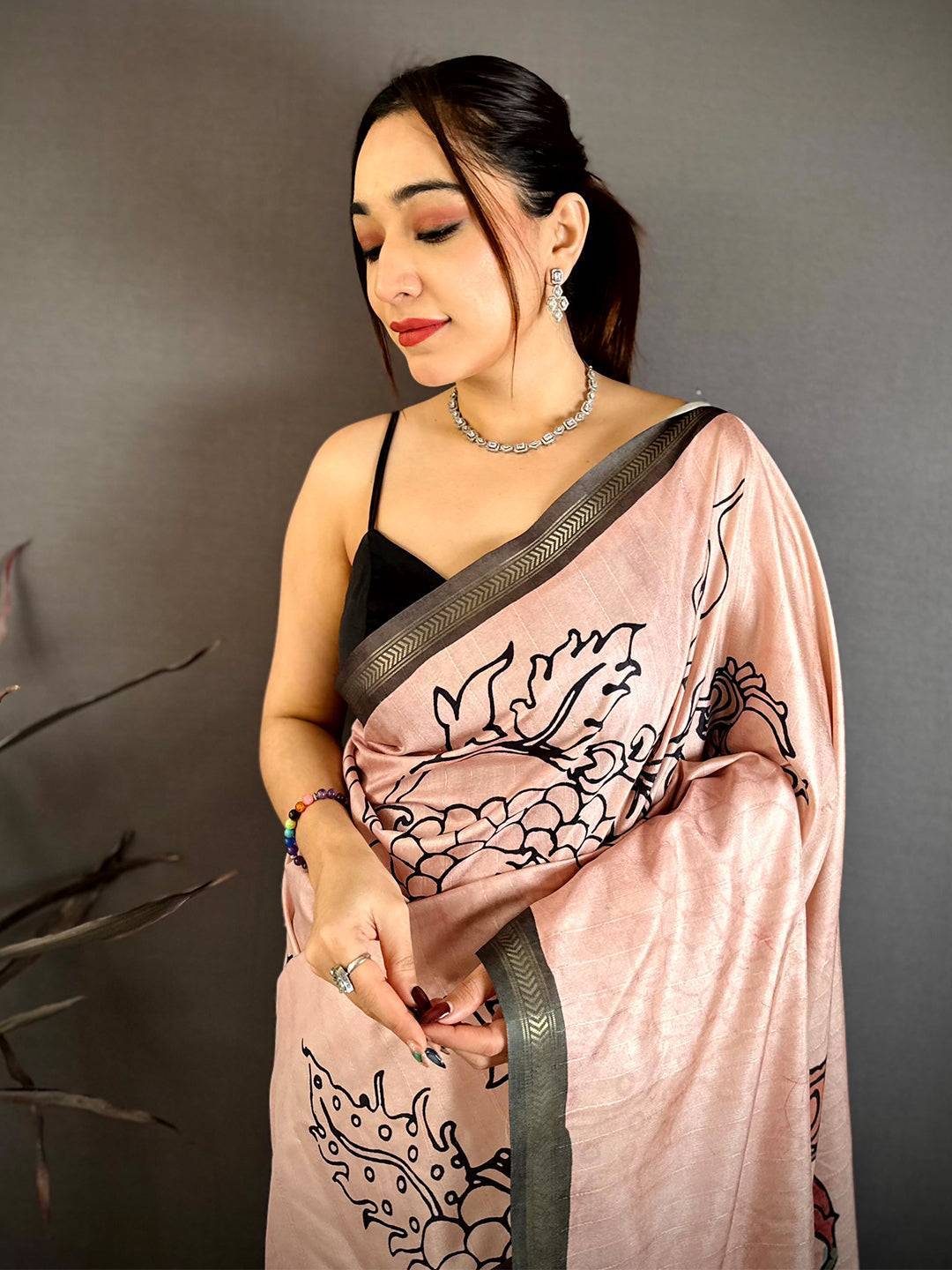 Botanical Grace Tussar Ghicha Saree