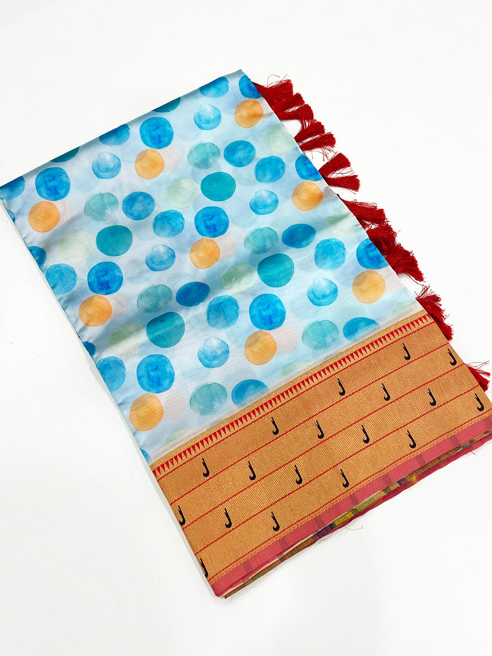 Radiant Sky Blue Paithani Pallu Digital Print Saree