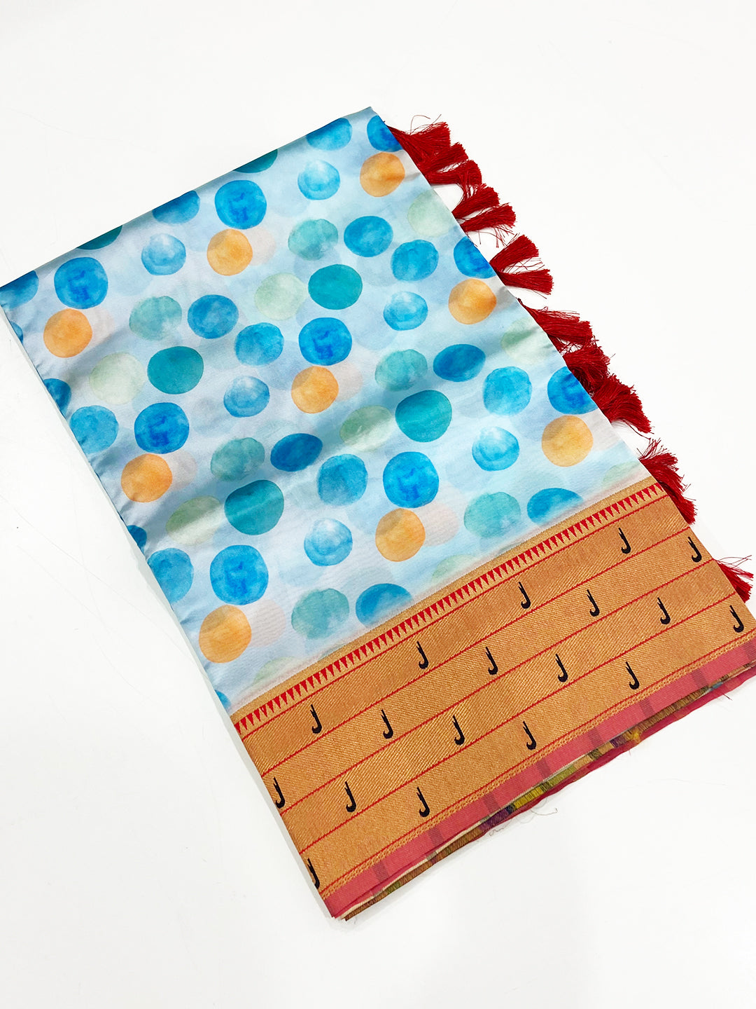 Radiant Sky Blue Paithani Pallu Digital Print Saree
