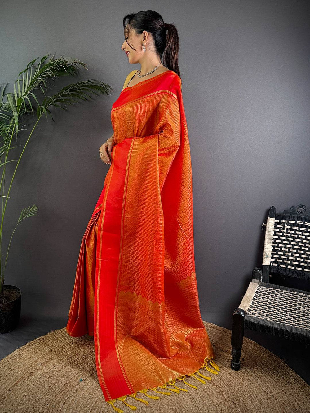 Radiant Orange Soft Silk Saree