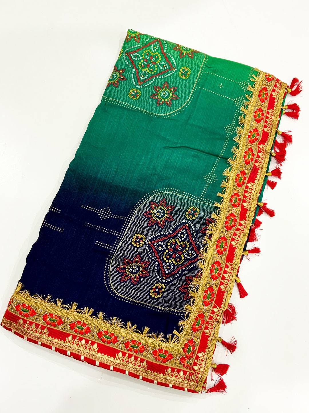Stylish Chinnon Chiffon Bandhej Saree