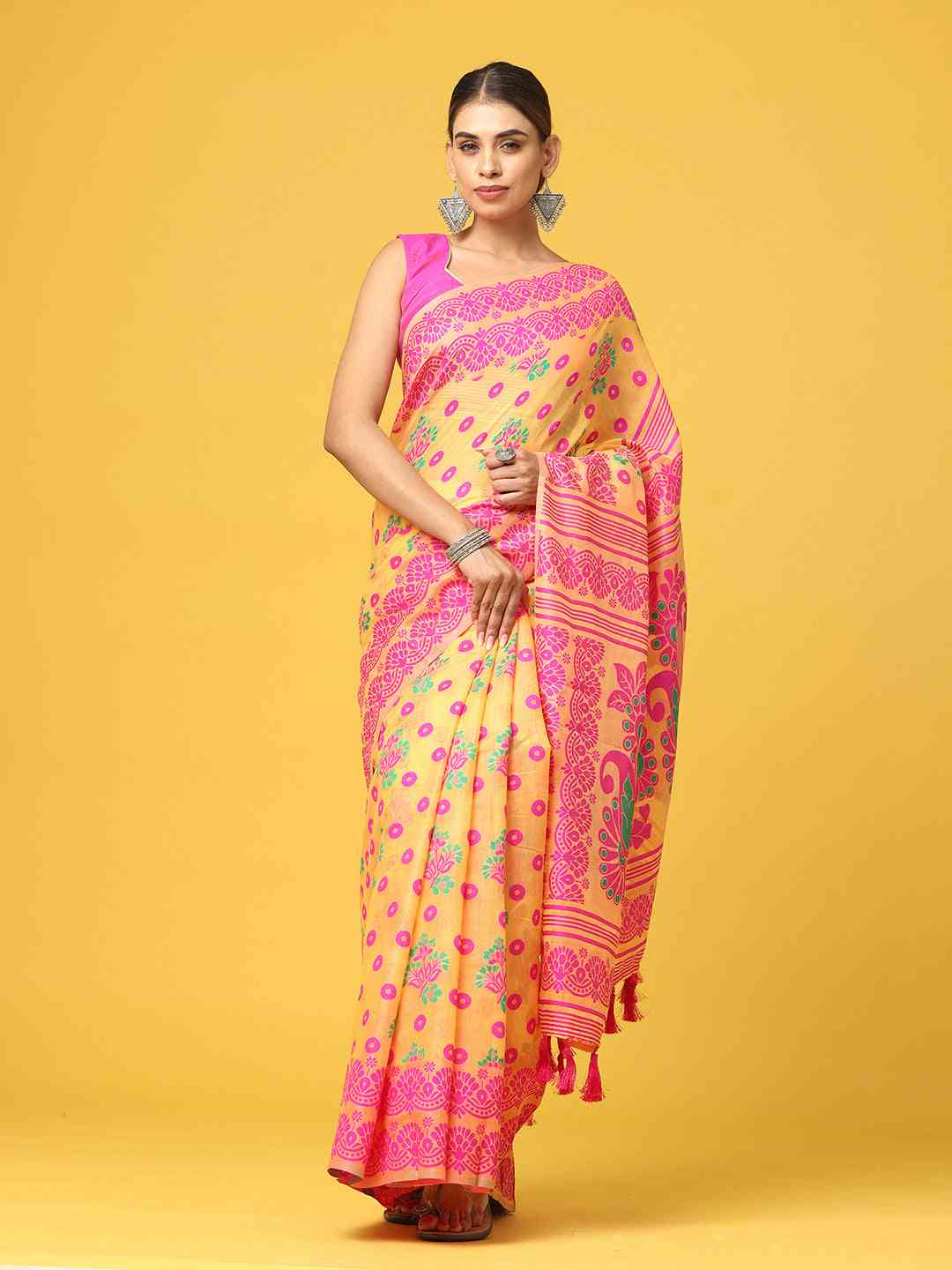 Dhakai Jamdani Light Weight Cotton Silk Saree