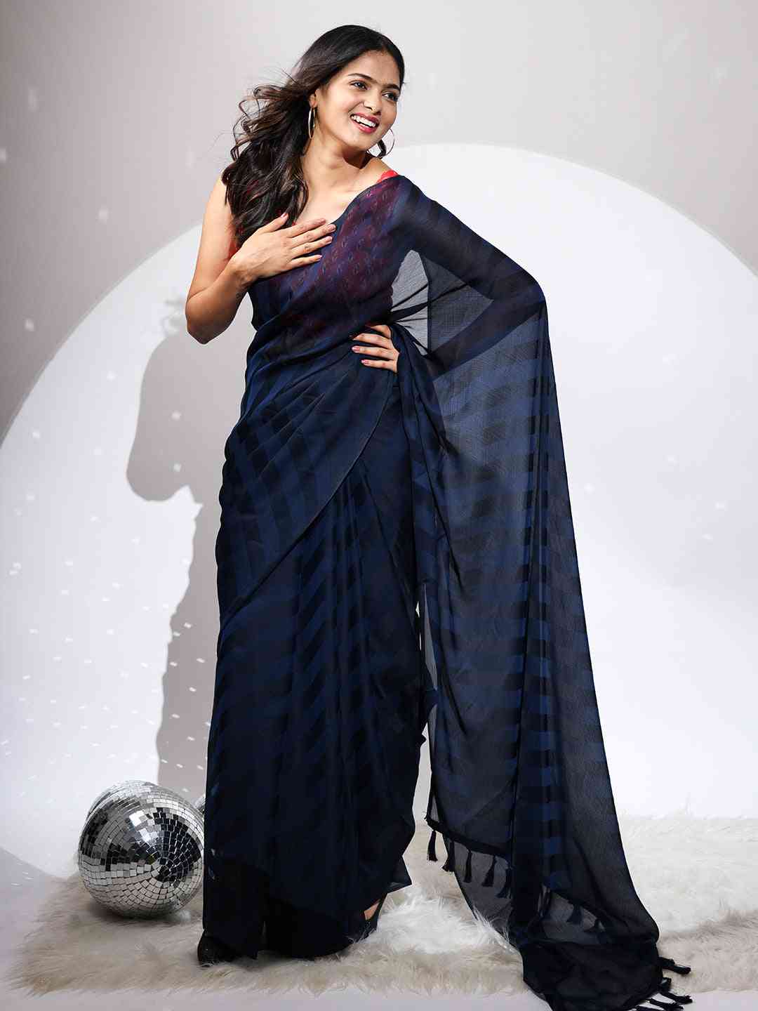 Pure Chiffon Dual Tone Designer Saree 