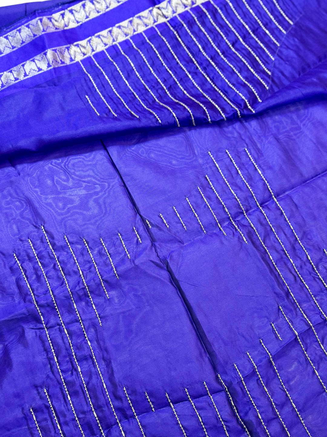 Royal Soft Silk Double Ikkat Gadwal Saree With Maggam Blouse
