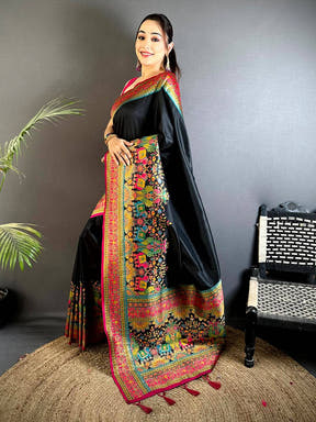 
Black Kashmiri Art Soft Silk Saree


