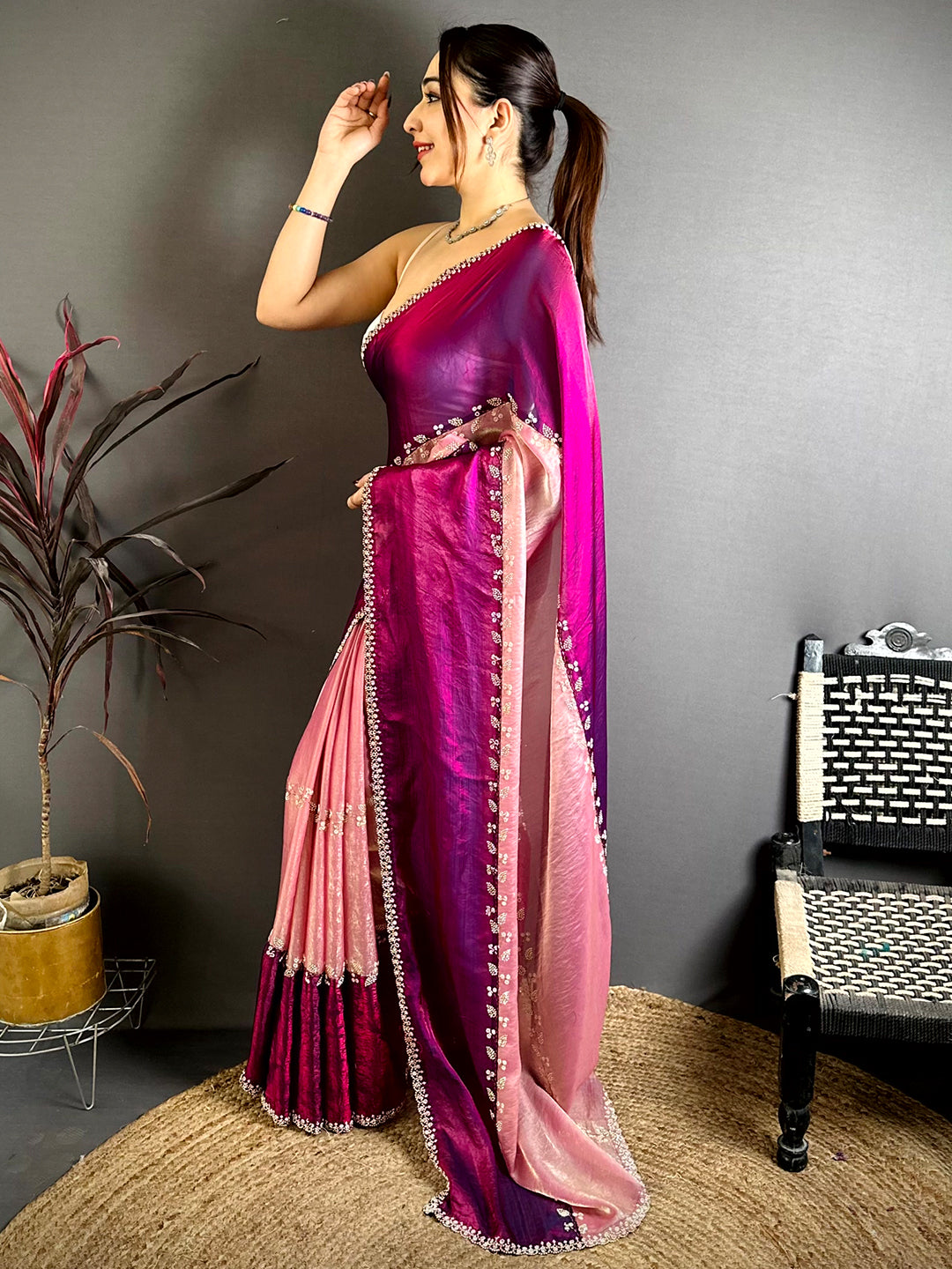 Radiant Peal Satin Tissue Saree