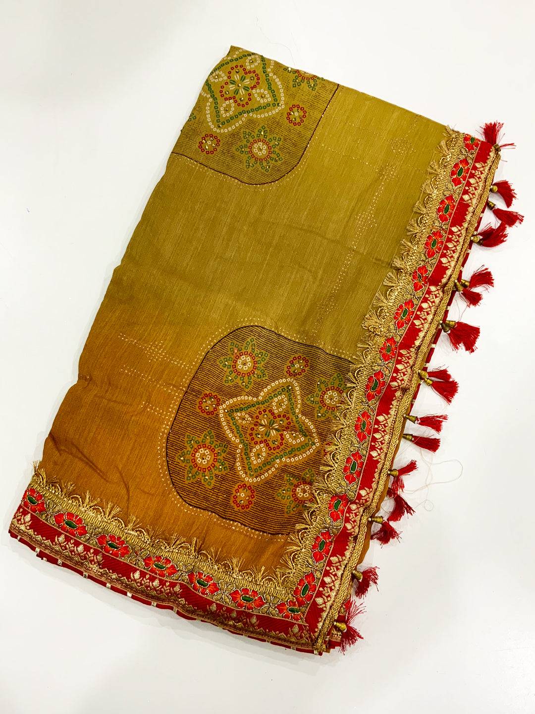 Designer Chinnon Chiffon Bandhej Saree