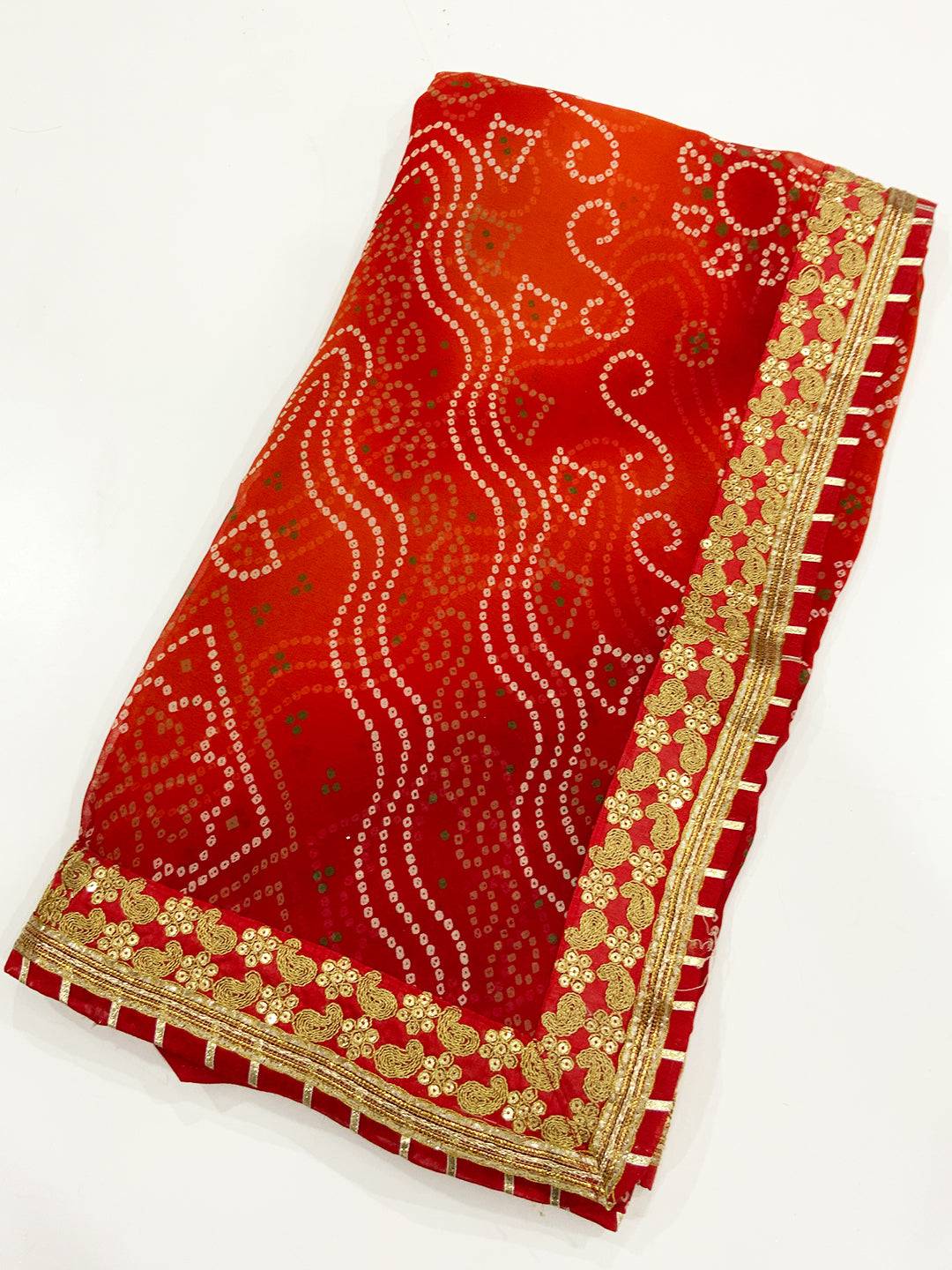 Graceful Chiffon Bandhej Foil Saree