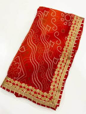 Graceful Chiffon Bandhej Foil Saree