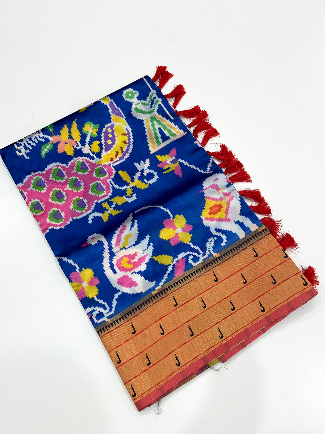 Navy Blue Paithani Pallu Digital Print Saree