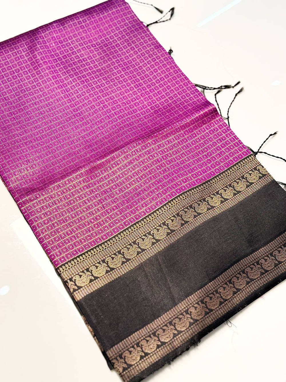 Magenta Banarasi Katan Silk Saree