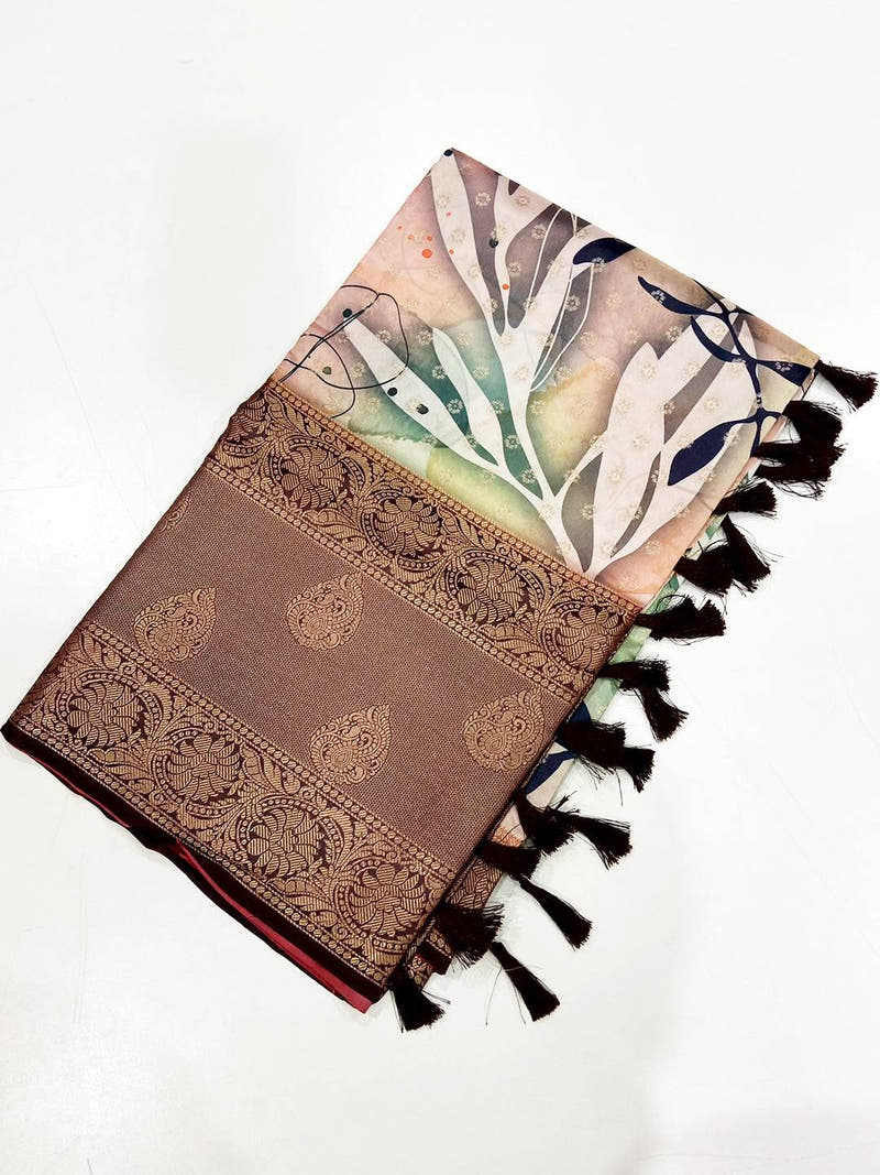 Regal Floral Fantasy Banarasi Silk Saree