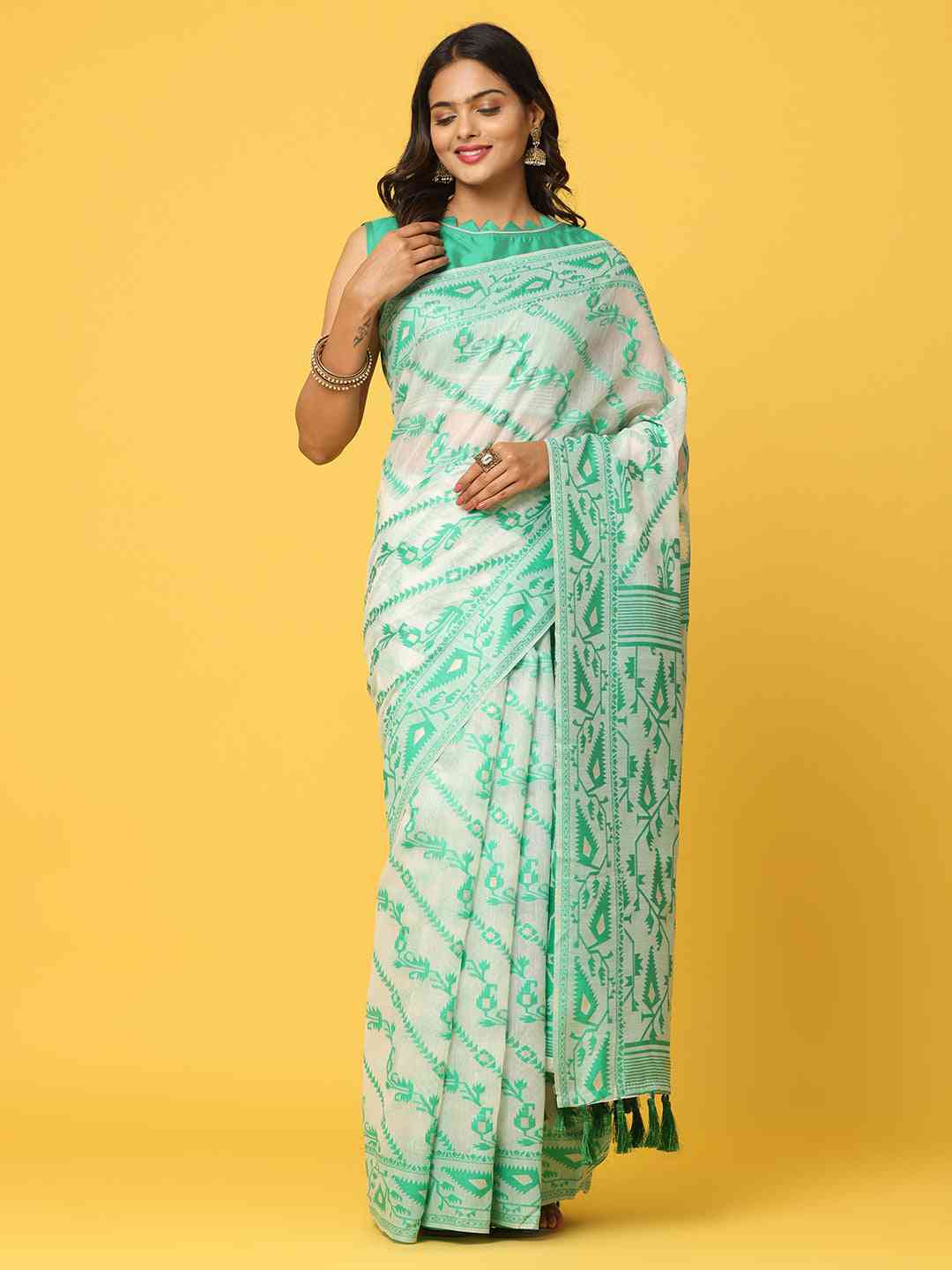  Dhakai Jamdani Cotton Silk Saree