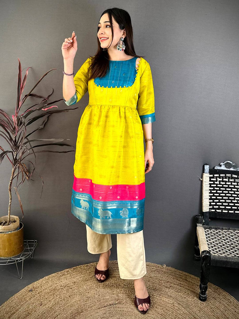 Royal Kota Doriya Boat Neck Kurti